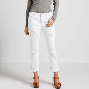 NWT $194  Current/Elliott The Fling in Sugar Destroy Size 28 cropped white denim